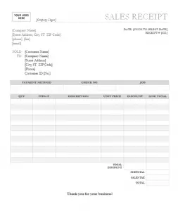 Free Printable Sales Receipt Template in Word Format