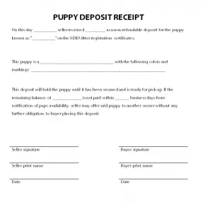 Puppy Deposit Receipt